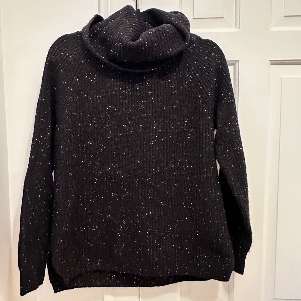 Madewell Black Speckled Mock Turtleneck  Cashmere Sweater
